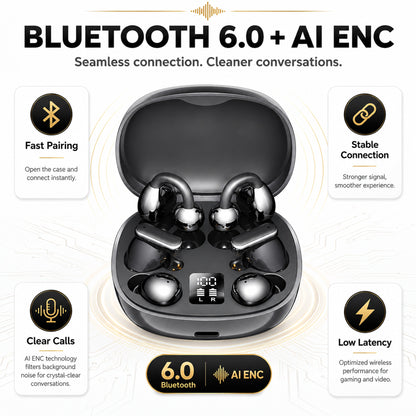 6-in-1 Smart Wireless Earbuds Open-Ear Clip-On & Mini Sleep Headphones