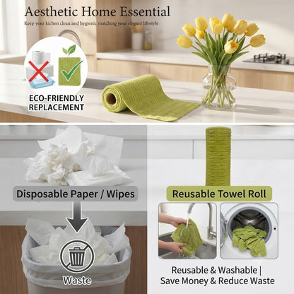 20Pcs 10”*10“ Extra Thick Microfiber Cleaning Cloth Roll, Tear Away Reusable Paper Coral Fleece Towels