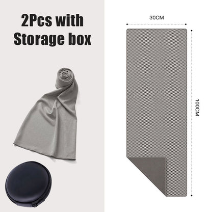 2 Pack Cooling Towel ( with Storage box), Soft Breathable Chilly Towel, Ice Towel
