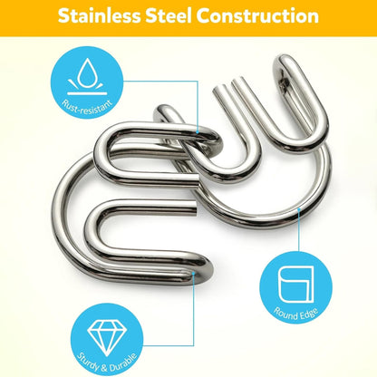 24Pcs Unisex Irregular Shapes Steel Wire Brain Teaser Puzzle Set - Waterproof Metal Chain Logic Games