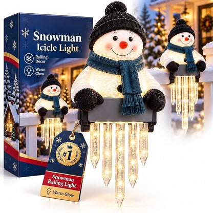 Snowman Icicle Light Decor, Outdoor Christmas LED Holiday Porch Lights