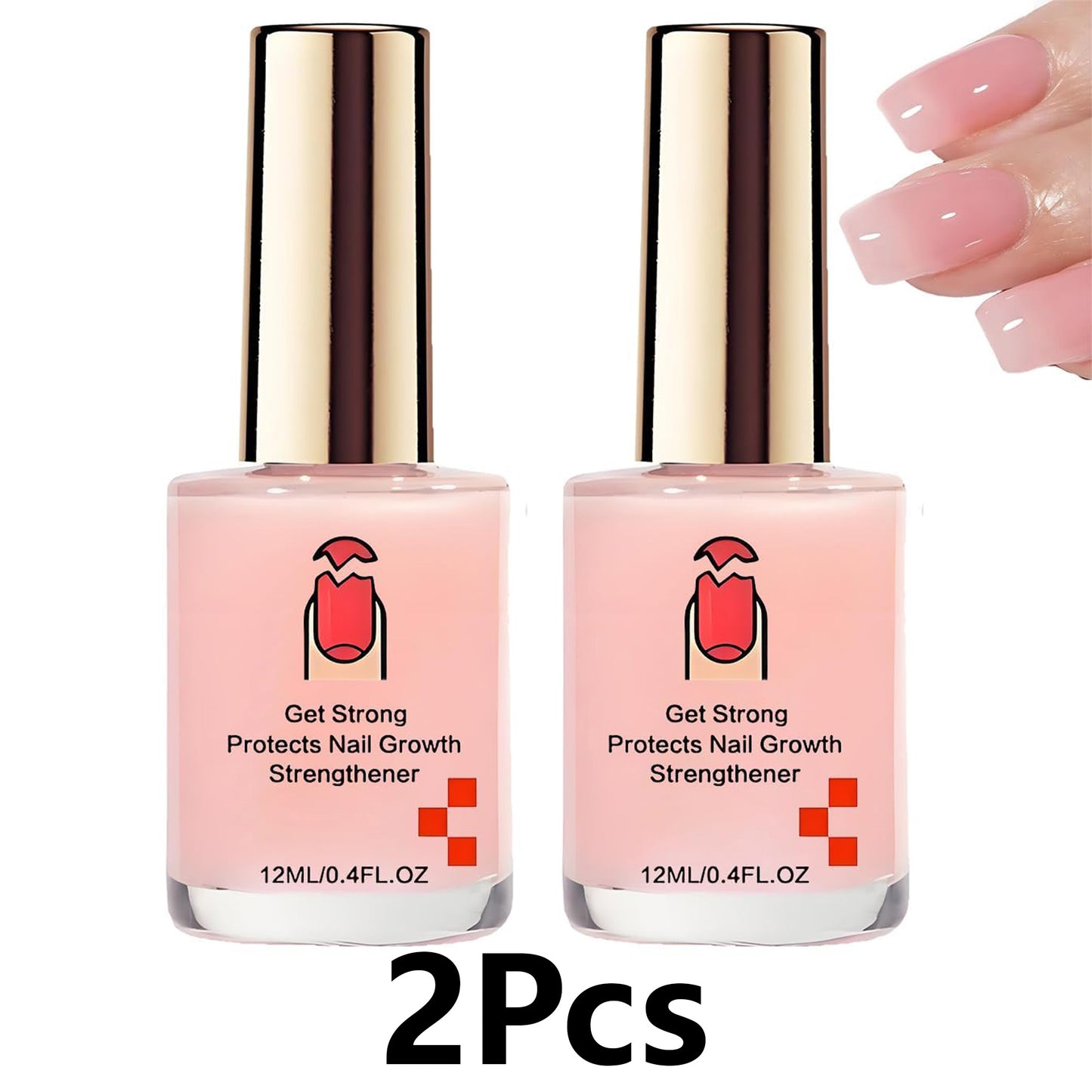 2PCS Get Strong Pink Quick-Dry Nourishing Nail Care Serum