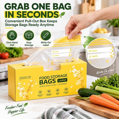 Long Vegetable Storage Bags, Thick Double Food Sealed Fresh-Keeping Bags