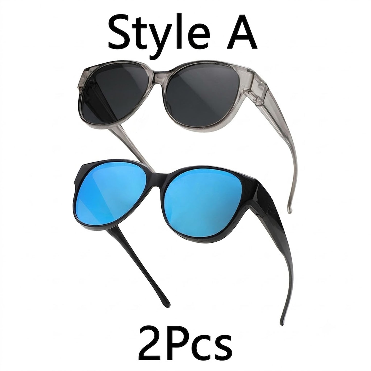 2PCS Women's Fit-Over Prescription Sunglasses - Oversized Square Full-Rim Polarized Frames