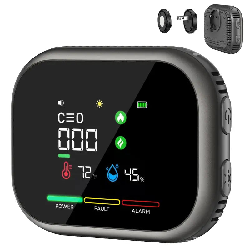 6-in-1 Portable Detector with Natural Gas & Temperature Humidity Sensors Plug-and-Play Design
