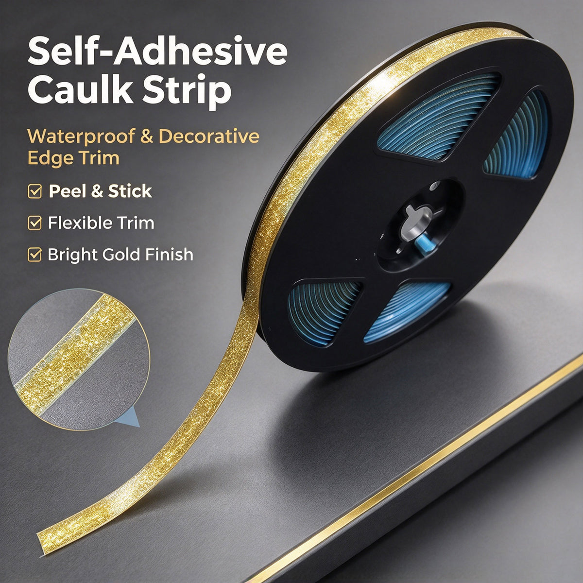 2Pcs 6M Self-Adhesive Caulk Strip, Waterproof & Mildewproof Sealing Tape for Kitchen Sink, Decorative Edge Trim Seam Sticker