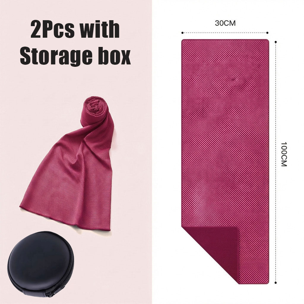 2 Pack Cooling Towel ( with Storage box), Soft Breathable Chilly Towel, Ice Towel
