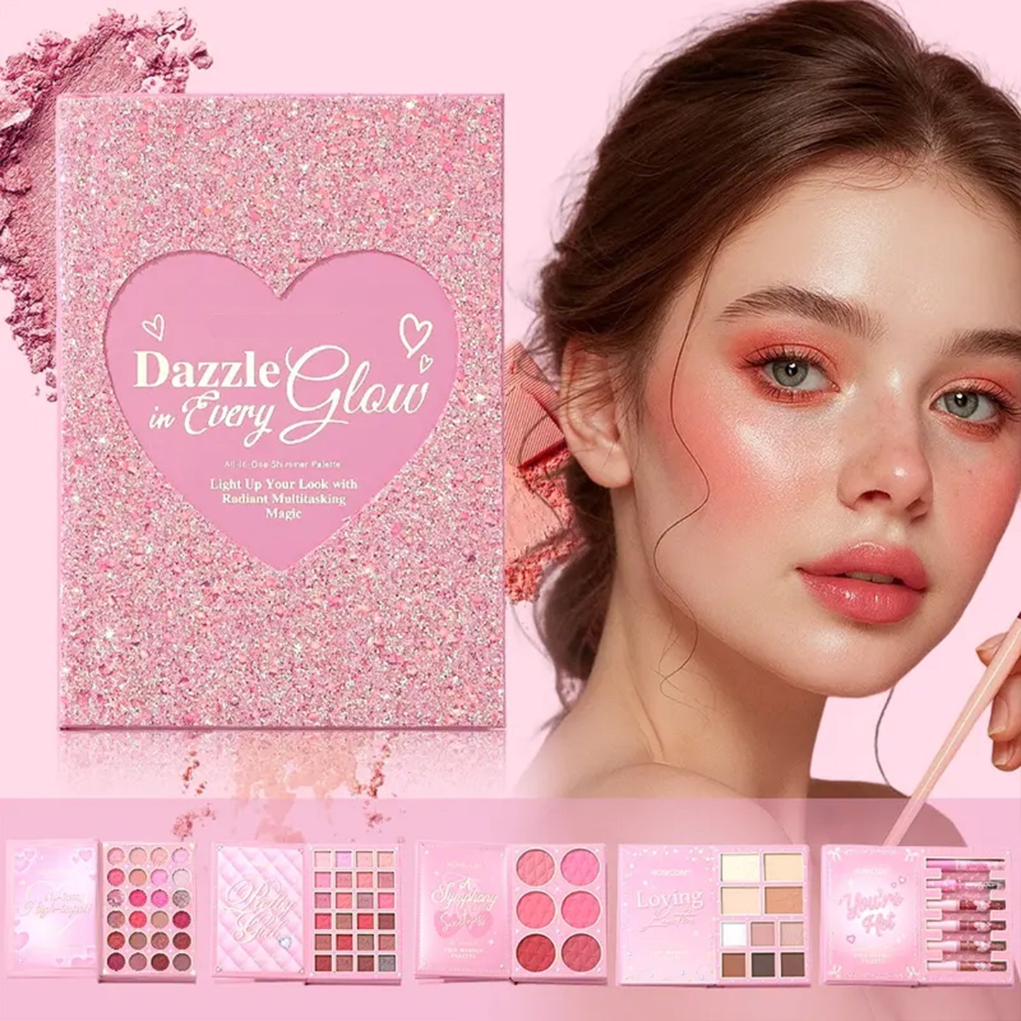 Multifunctional Eyeshadow Palette Book: Shimmer & Matte Shades, Lipstick, and Contouring