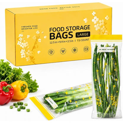 Long Vegetable Storage Bags, Thick Double Food Sealed Fresh-Keeping Bags
