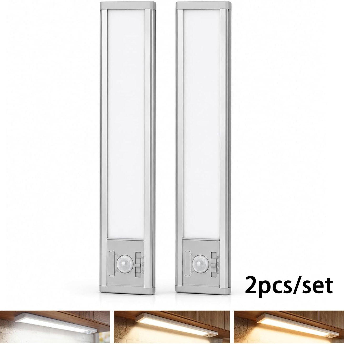 2Pcs LED Motion Sensor Light,Under Counter Lighting, Wireless USB Rechargeable