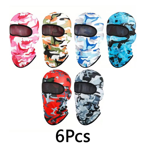 6Pcs Camouflage Balaclava Set – Full-Face Protective Mask for Cycling, Sports, Skiing ect