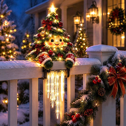 Snowman Icicle Light Decor, Outdoor Christmas LED Holiday Porch Lights