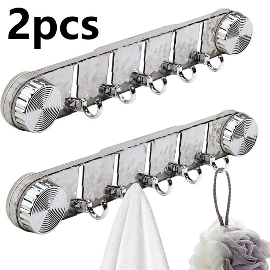 2 Pcs Strong Suction Cup Hooks, 5 Folding No Drill Removable