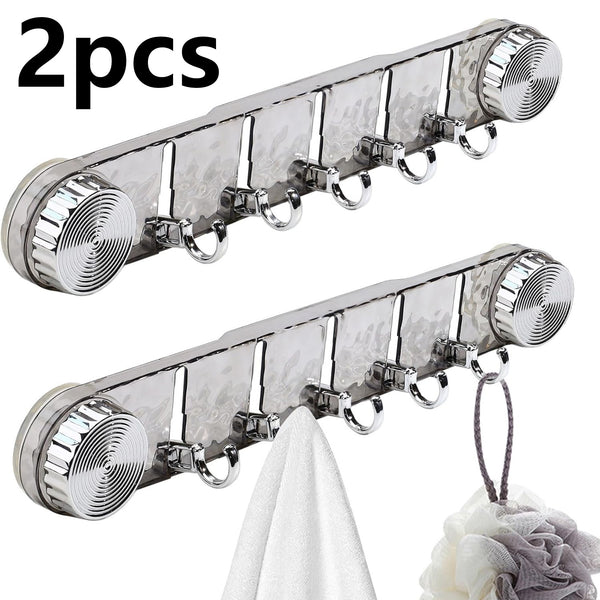 2 Pcs Strong Suction Cup Hooks, 5 Folding No Drill Removable