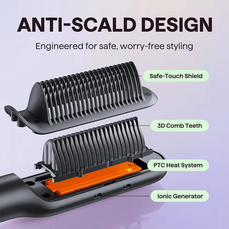 Negative Ion Hair Straightener Styling Comb Ionic Hair Straightener Brush
