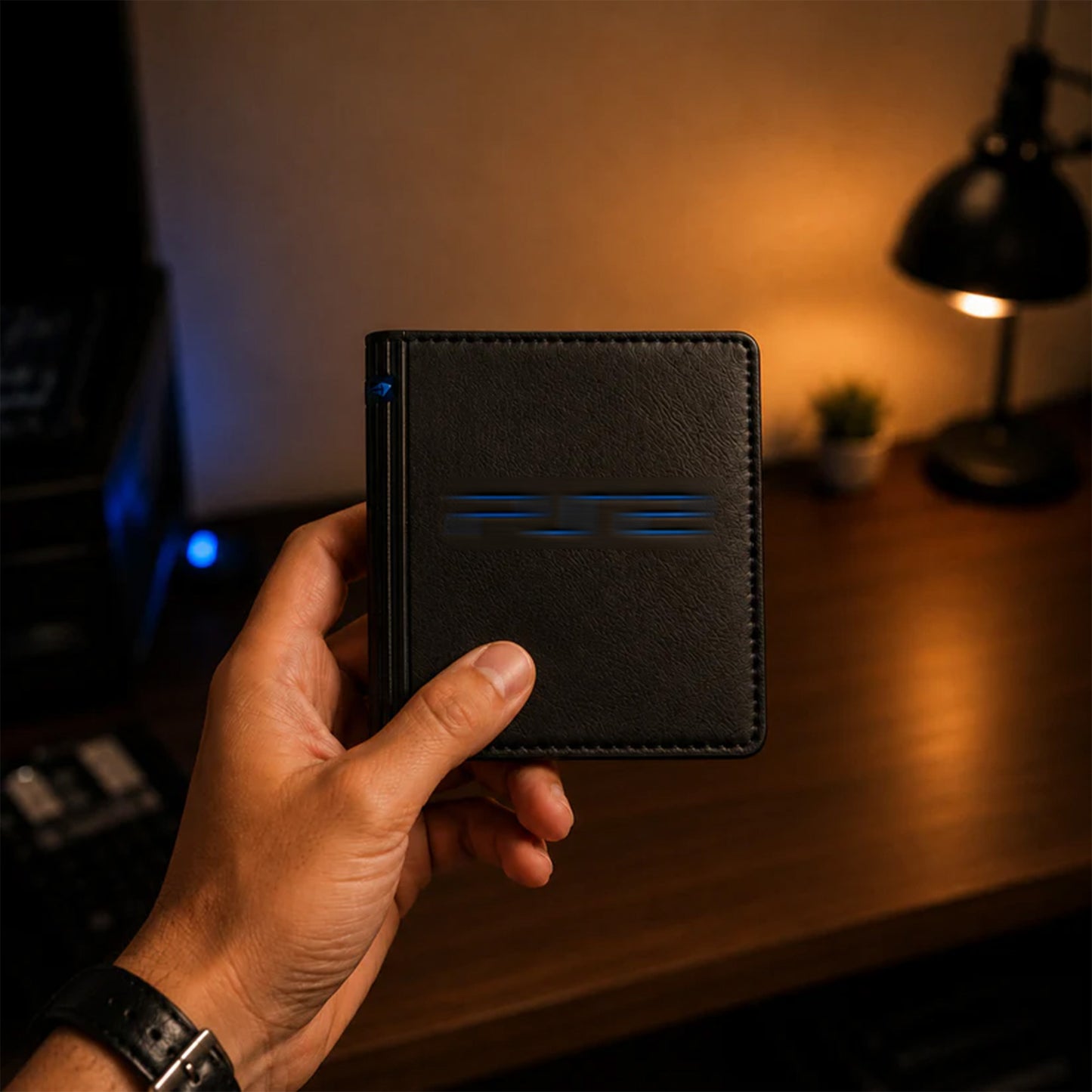 Vintage Black Men's Wallet with Geometric Pattern and Large Capacity Card Slots