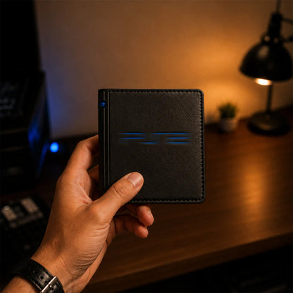 Vintage Black Men's Wallet with Geometric Pattern and Large Capacity Card Slots