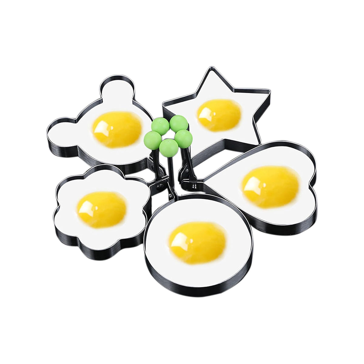 5Pack Stainless Steel Egg Molds, 3.5 Inch Different Shape Silver Egg Ring Molds