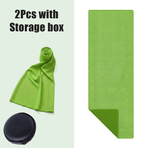 2 Pack Cooling Towel ( with Storage box), Soft Breathable Chilly Towel, Ice Towel