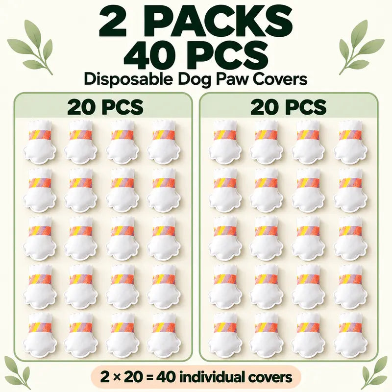20/40/60Pcs Disposable Dog Boots,Paw Covers with Adjustable Self-Adhesive Bandage for Indoor & Outdoor Walks