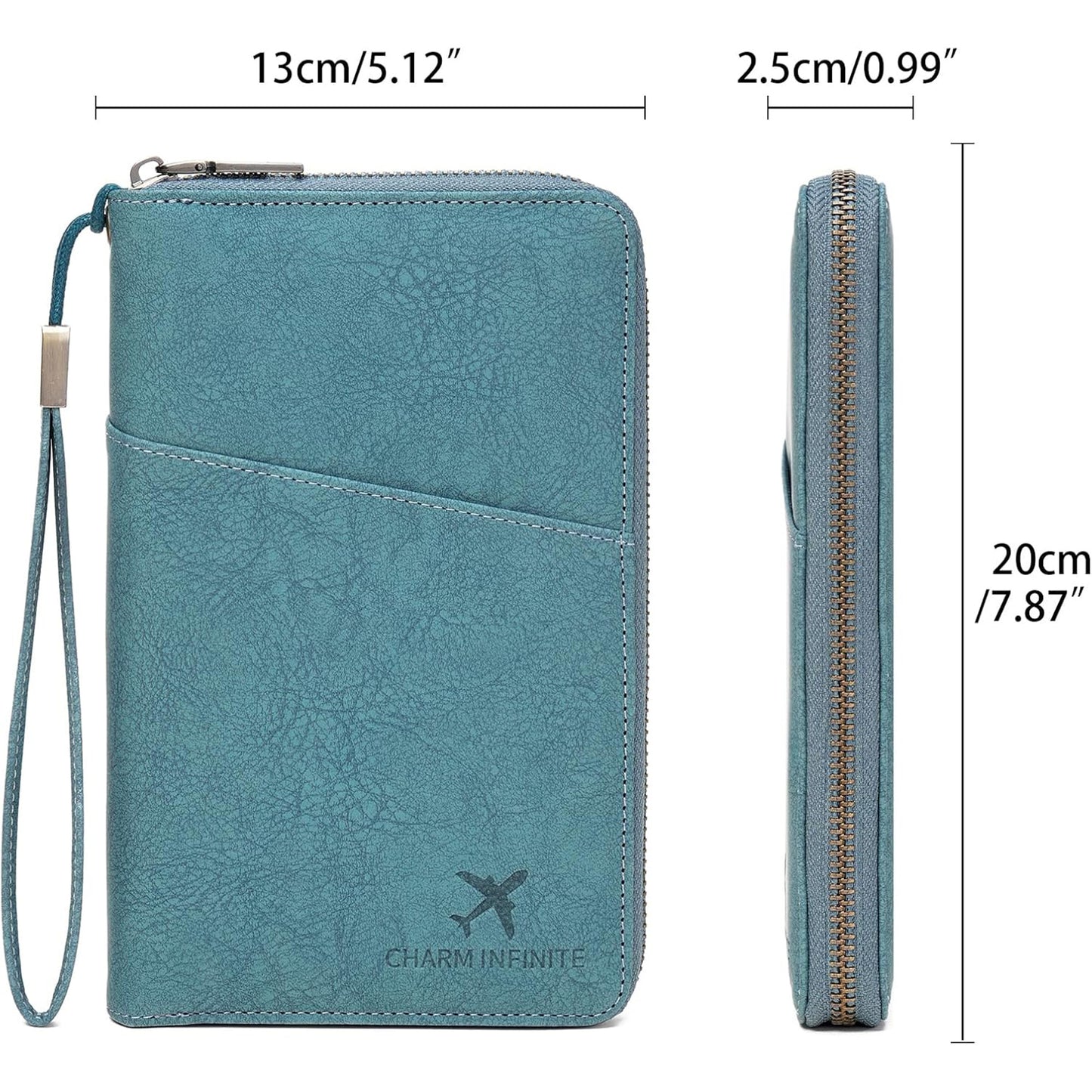 Family Passport Holder Wallet RFID Blocking Zippered Passport Wallet