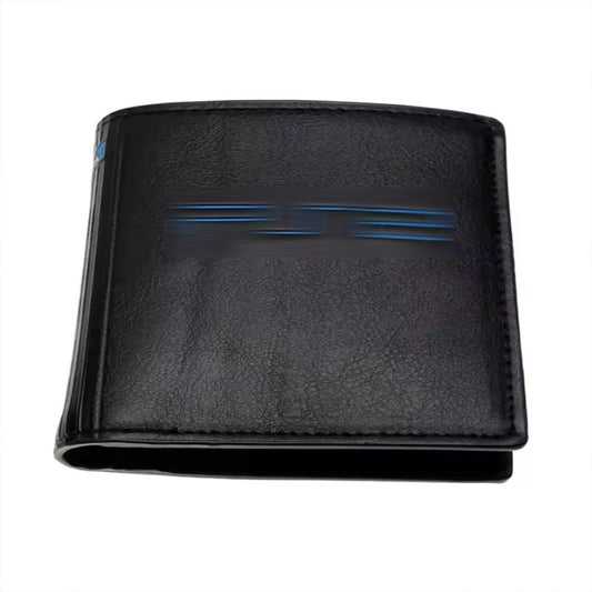 Vintage Black Men's Wallet with Geometric Pattern and Large Capacity Card Slots