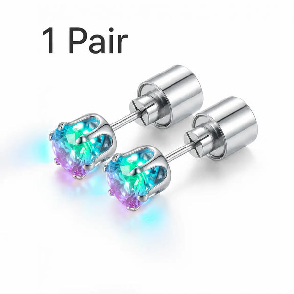 LED Earrings, Light Up Stud Earrings, Glowing Diamond Crown Pendant Earring