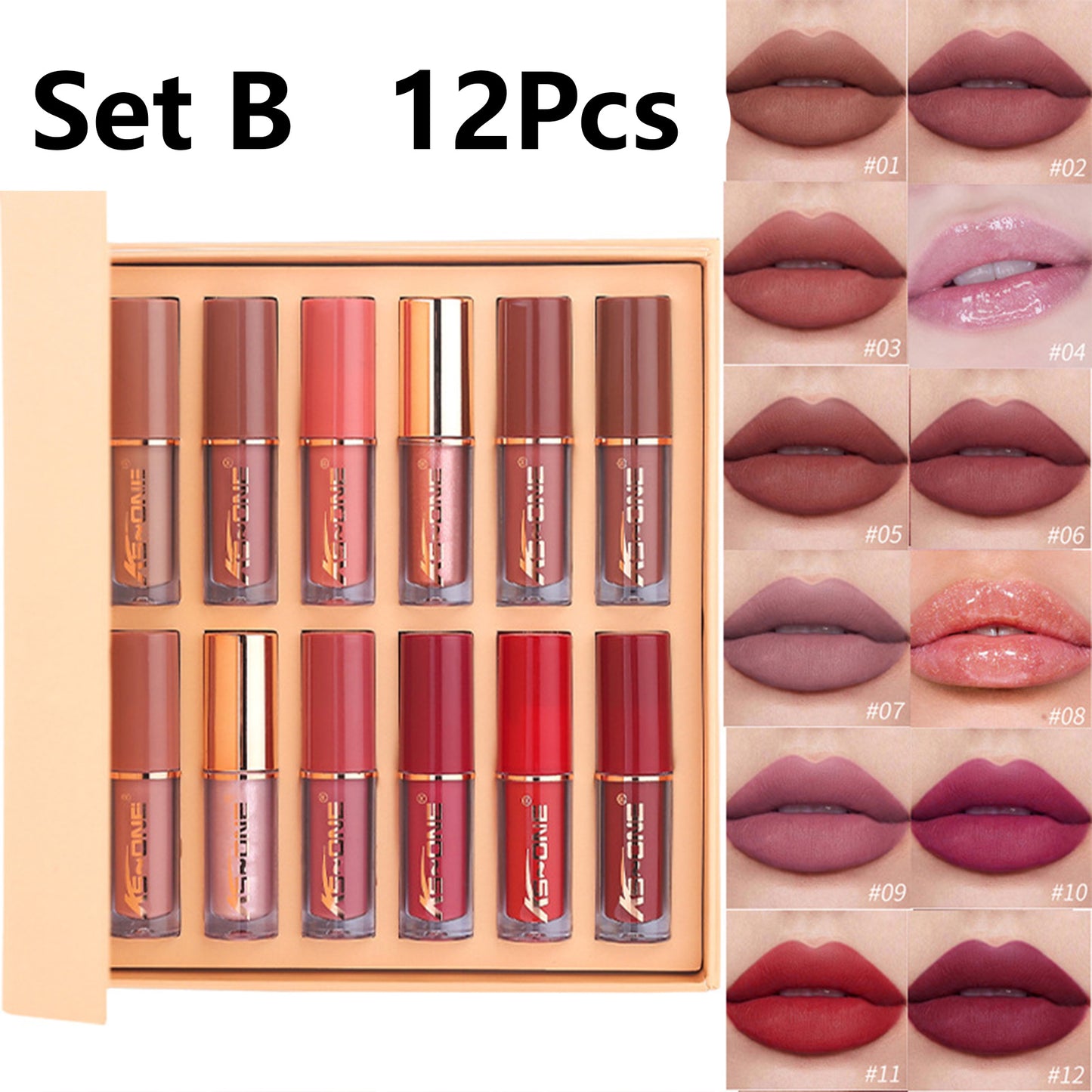12 Colors Matte Velvet Lip Gloss Set Waterproof Long Wearing Liquid Lipstick Lip Stain Set