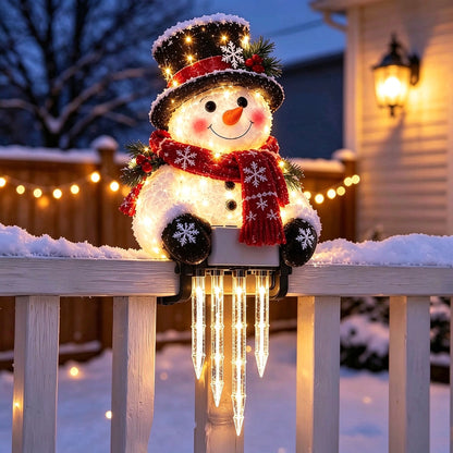 Snowman Icicle Light Decor, Outdoor Christmas LED Holiday Porch Lights