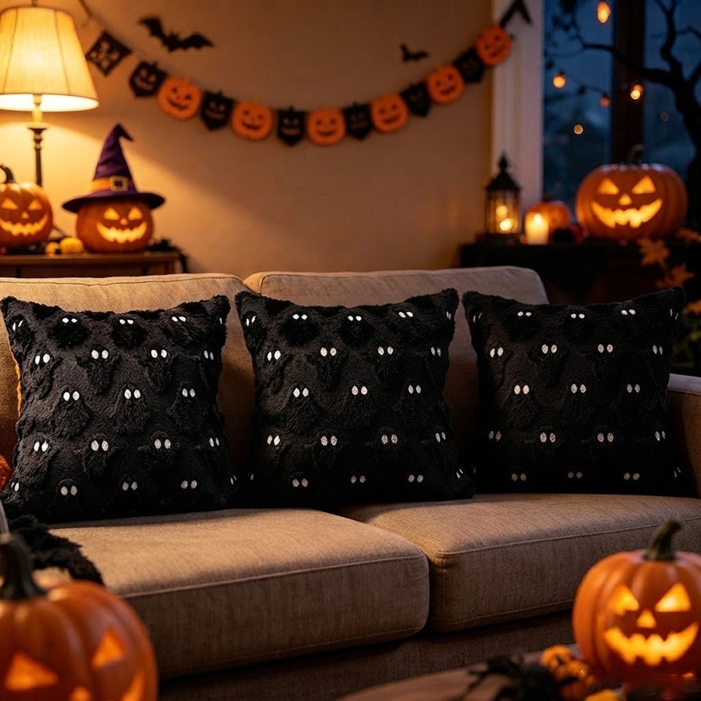 3Pcs Halloween Pillow Covers 18x18 inch Halloween Decor
