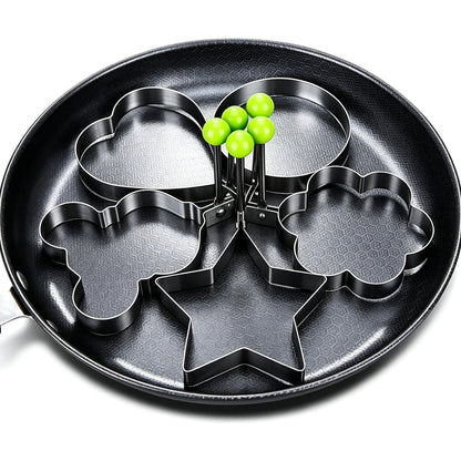 5Pack Stainless Steel Egg Molds, 3.5 Inch Different Shape Silver Egg Ring Molds
