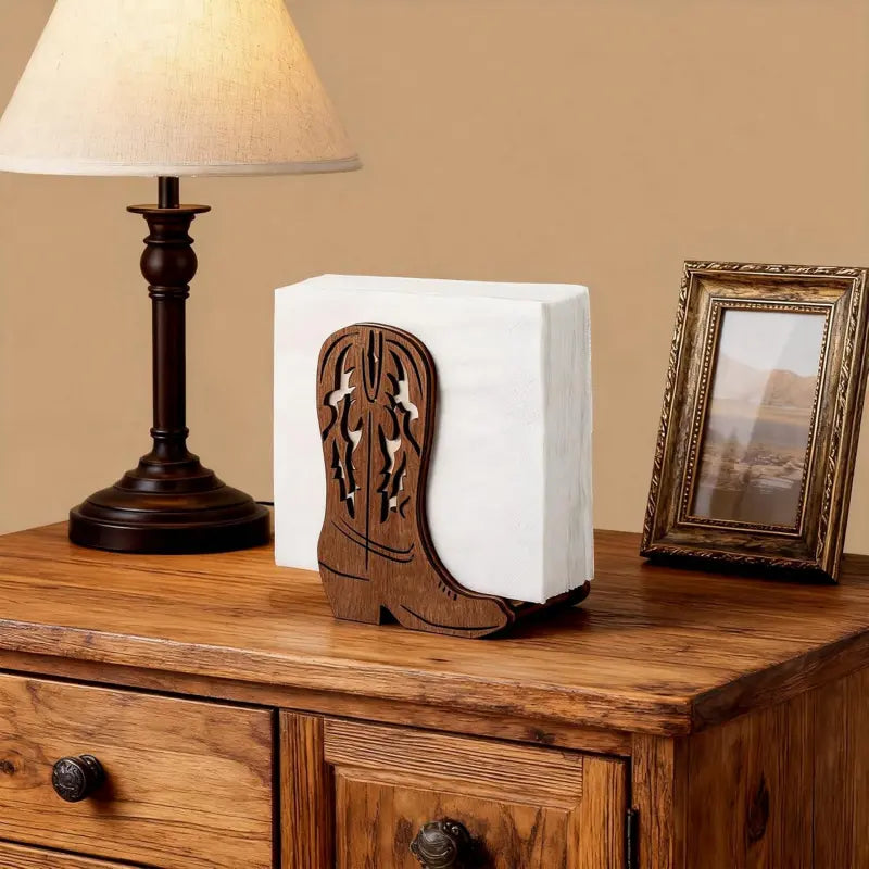 2PCS Western Cowboy Boot Shaped Napkin Holder Table Decor
