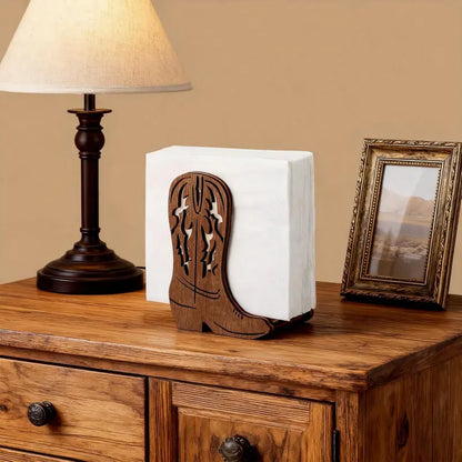 2PCS Western Cowboy Boot Shaped Napkin Holder Table Decor