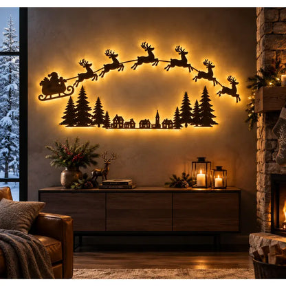 7Pcs/set LED Reindeer Wall Decorations - Festive Christmas Lighting