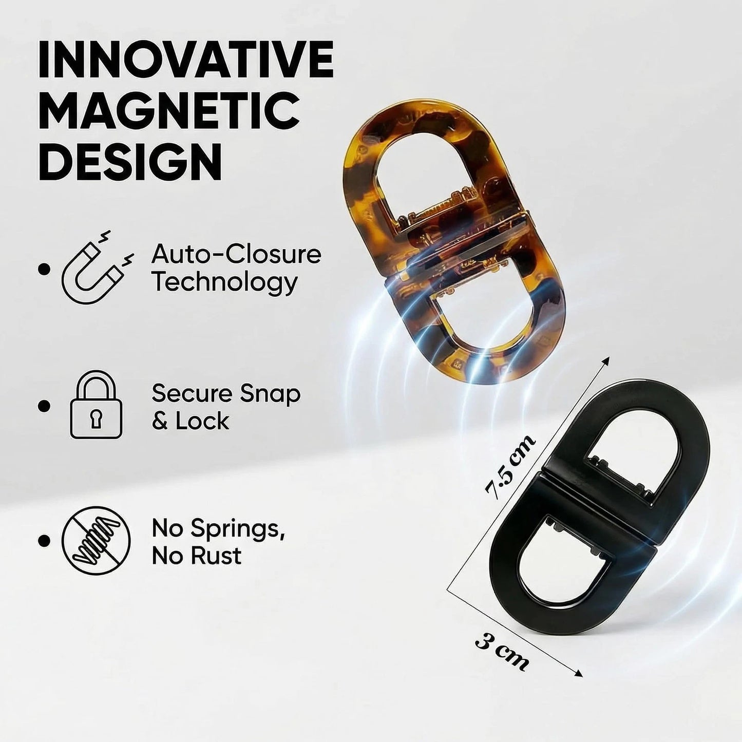 4Pcs Magnetic Hair Clips for Women - Strong Hold No-Slip Magnetic Flat Hair Clip