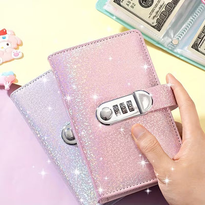 Envelope Challenge Binder with Lock, A6 PU Leather Money Saving Binder for Cash