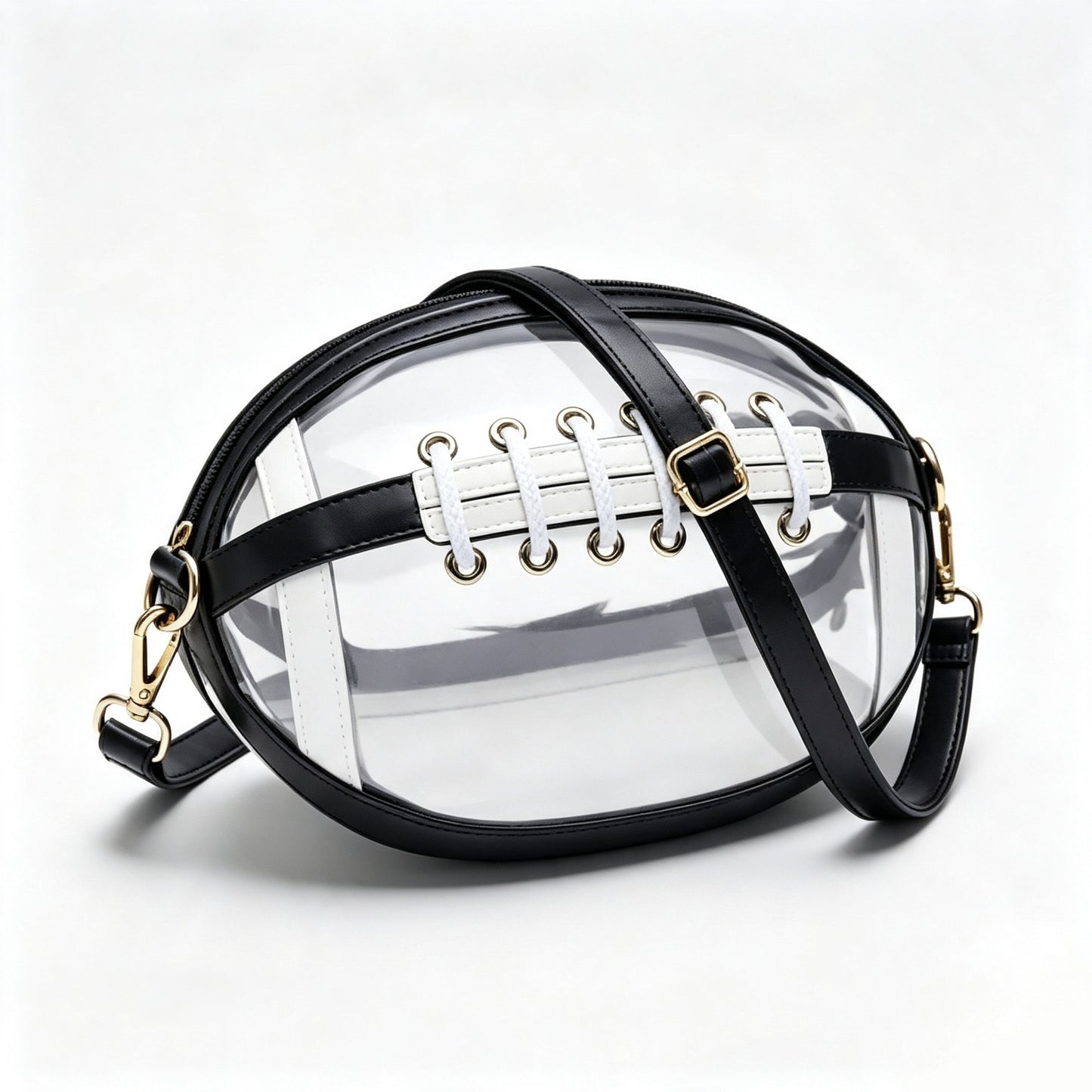 Personalized Crossbody Clear Stadium Bag | Adjustable Strap, Football Lace Accent