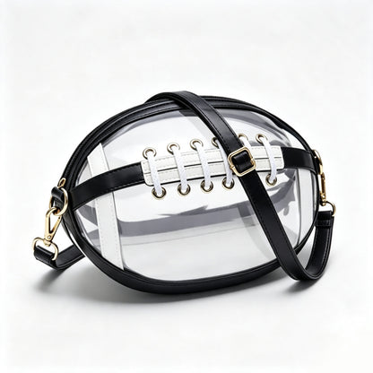 Personalized Crossbody Clear Stadium Bag | Adjustable Strap, Football Lace Accent