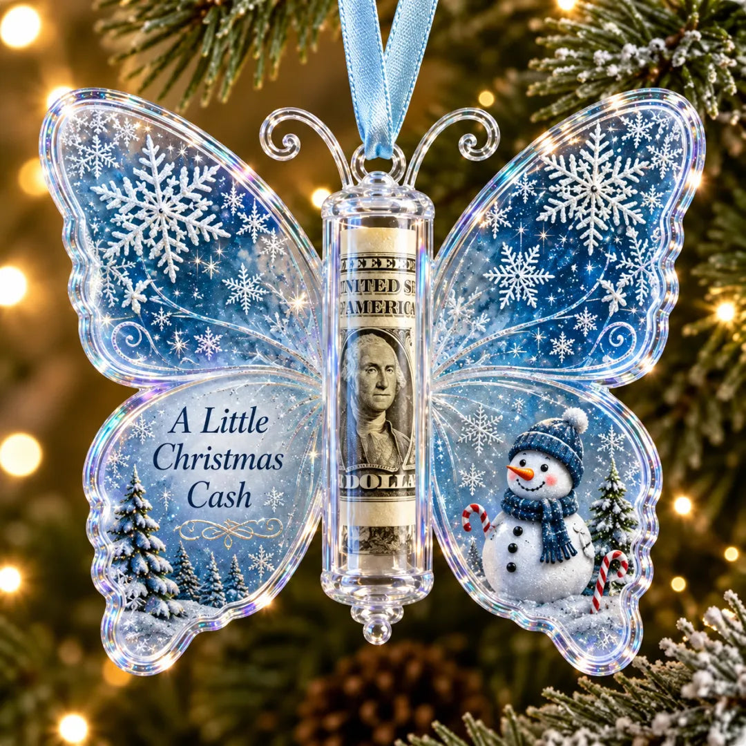 6Pcs Christmas Cash Gift Butterfly Ornament Holiday Money Holder Keepsake