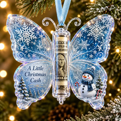 6Pcs Christmas Cash Gift Butterfly Ornament Holiday Money Holder Keepsake