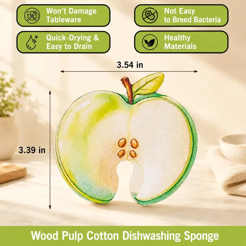 6PCS Compressed Cellulose Sponges - Fruit-Shaped Natural Pop-Up