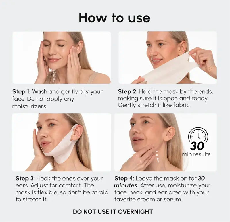 V Line Lifting Mask – Instant Glow, Deep Hydration & Firm Jawline, Chin & Neck – 4 Pack