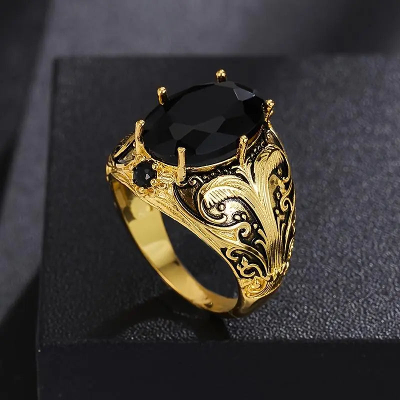Wizard Vintage Men's Marquise Cut Ring Filigree Motifs