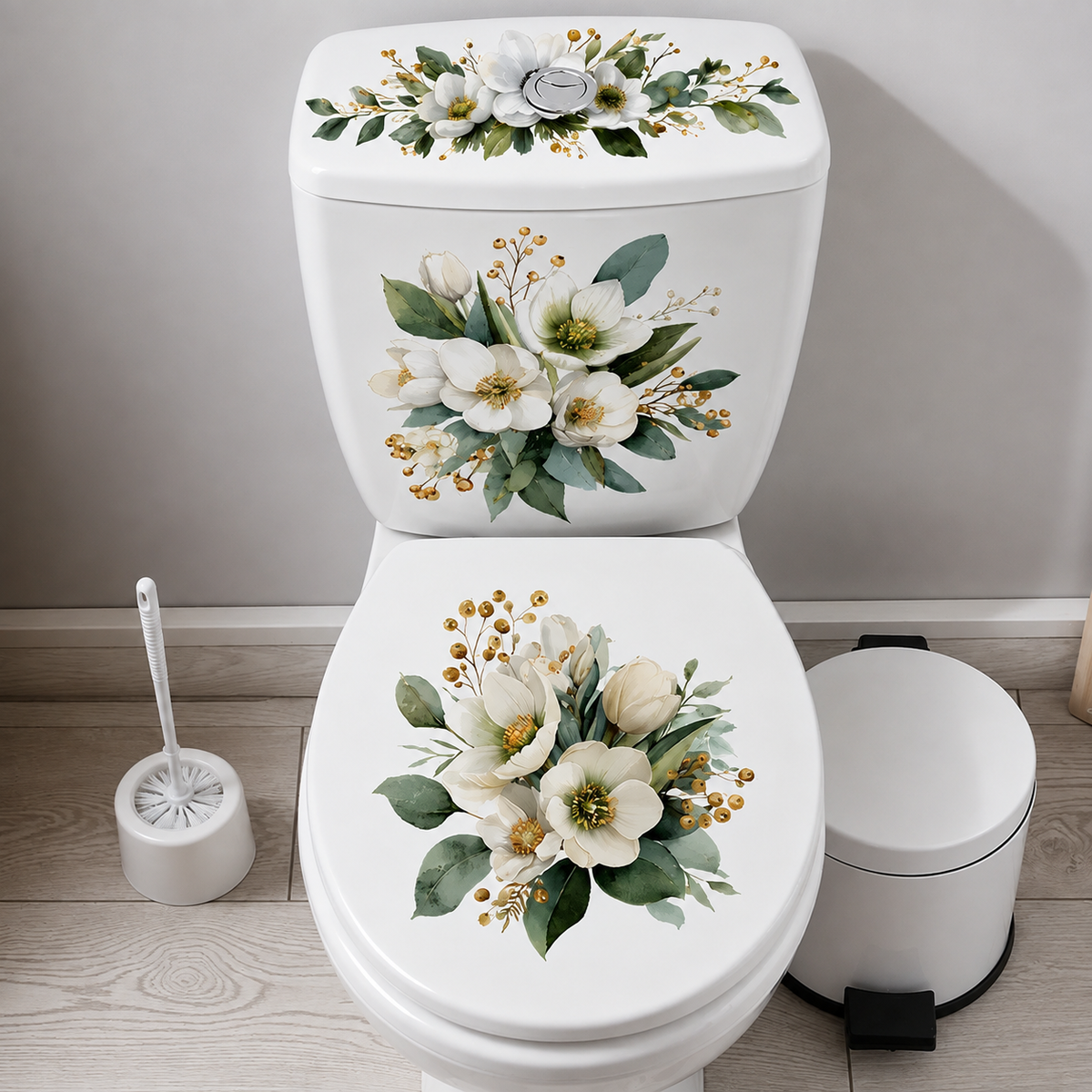 3Pcs Bathroom Toilet Sticker Set, PVC Self-Adhesive Decorative Decals