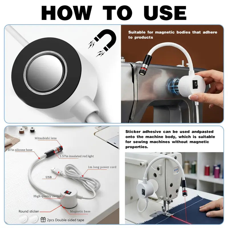 Magnetic Positioning Quilting Light for Sewing Machines