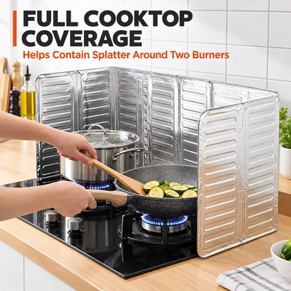 Foldable Stove Splatter Guard, 33x12in Aluminum Foil Oil Splash Shield
