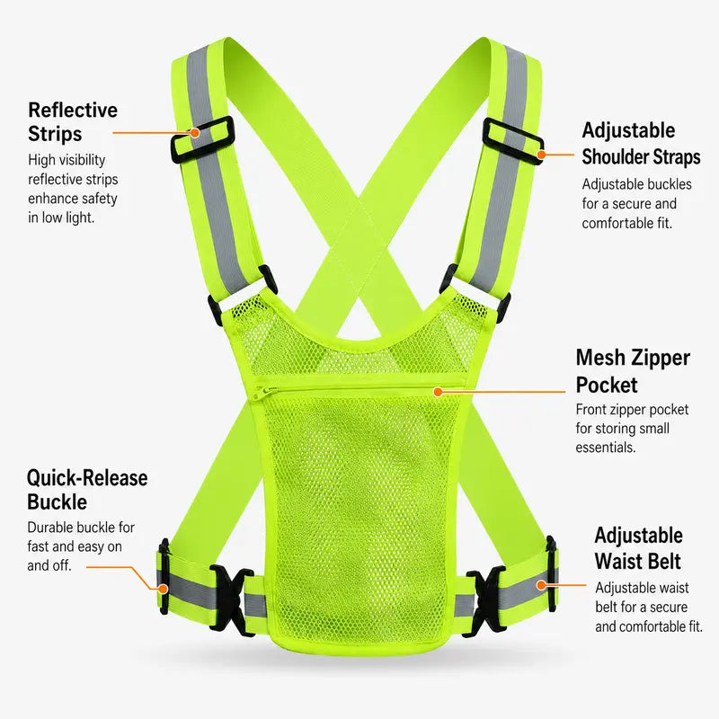 High Visibility Reflective Safety Vest - Adjustable Strap