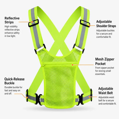 High Visibility Reflective Safety Vest - Adjustable Strap