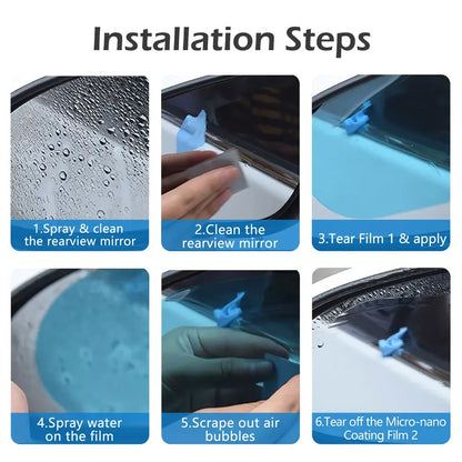 4 Counts Car Rearview Mirror Film, Anti Fog Glare Rainproof Waterproof Protective Sticker
