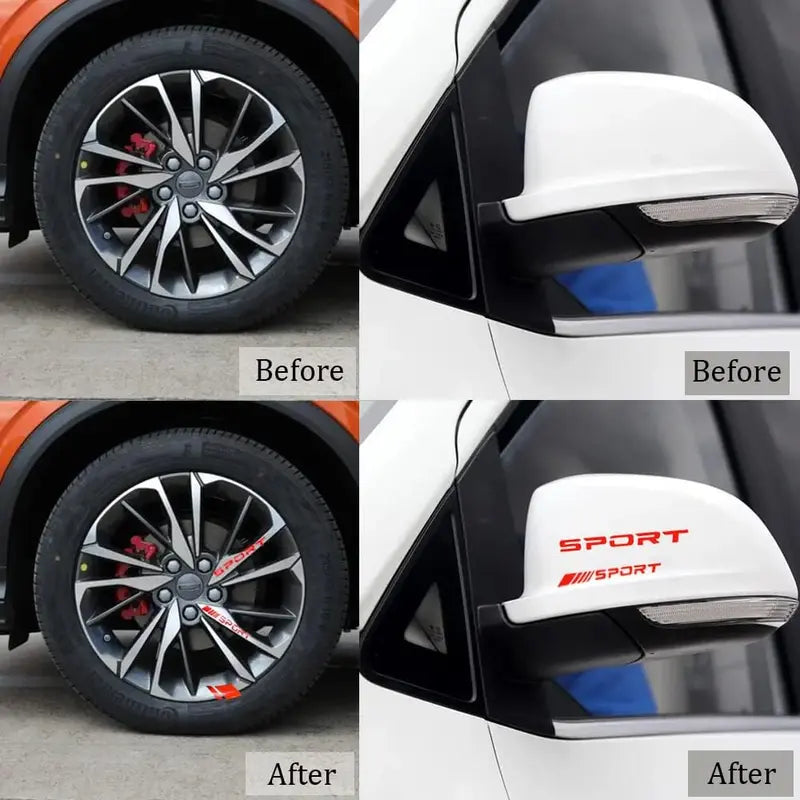 14pcs Car Decal Stickers,Wheel Rim Decal Sticker,Sport Logo Reflective Stickers